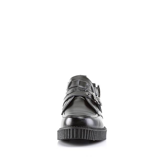 Demonia Men's Creeper-615 Creeper Shoes - Black Leather D0235-16US Clearance